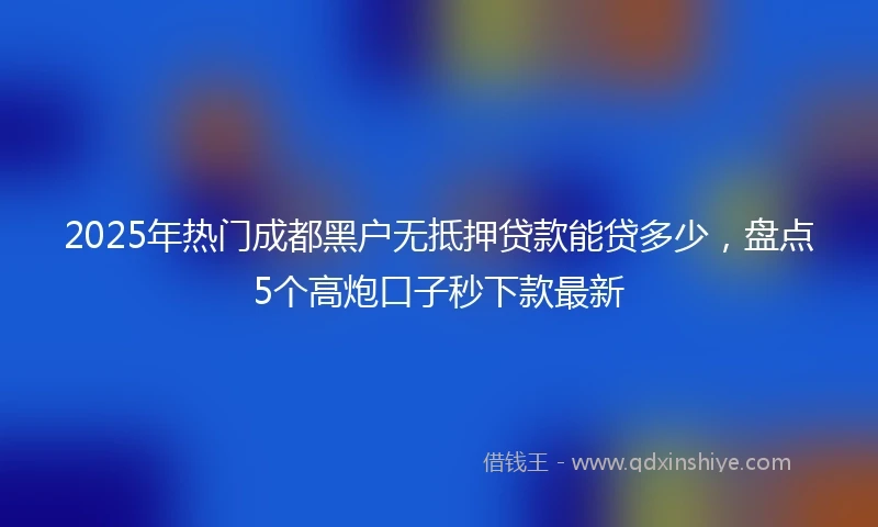 2025年热门成都黑户无抵押贷款能贷多少，盘点5个高炮口子秒下款最新