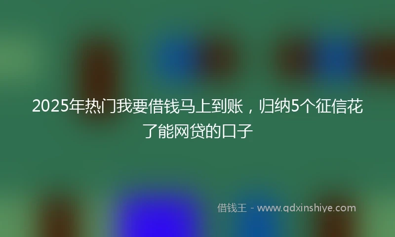 2025年热门我要借钱马上到账，归纳5个征信花了能网贷的口子
