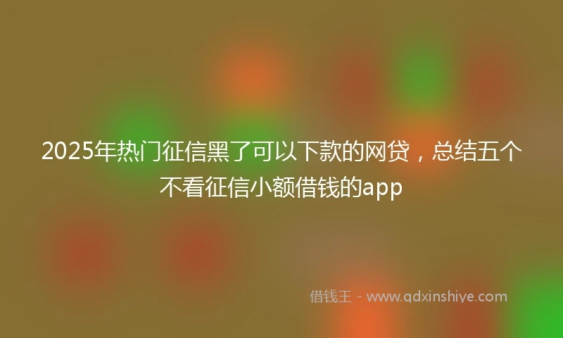 2025年热门征信黑了可以下款的网贷，总结五个不看征信小额借钱的app