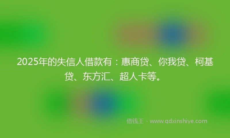2025年的失信人借款有：惠商贷、你我贷、柯基贷、东方汇、超人卡等。