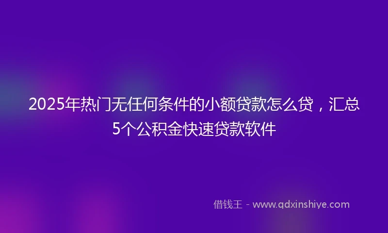 2025年热门无任何条件的小额贷款怎么贷，汇总5个公积金快速贷款软件