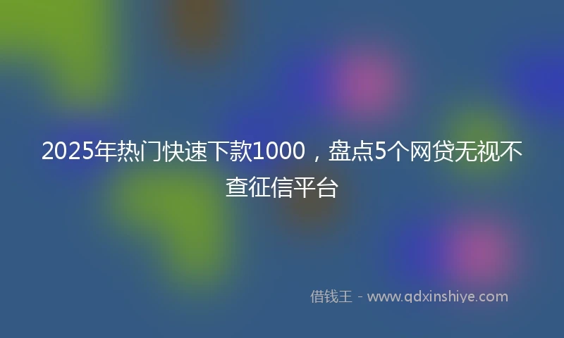 2025年热门快速下款1000，盘点5个网贷无视不查征信平台