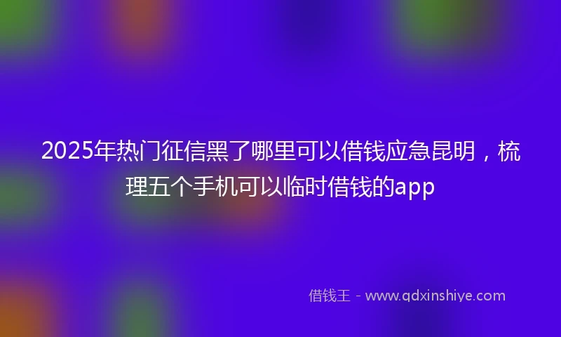 2025年热门征信黑了哪里可以借钱应急昆明，梳理五个手机可以临时借钱的app