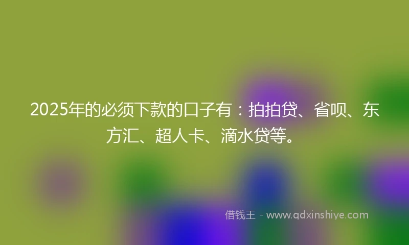 2025年的必须下款的口子有：拍拍贷、省呗、东方汇、超人卡、滴水贷等。