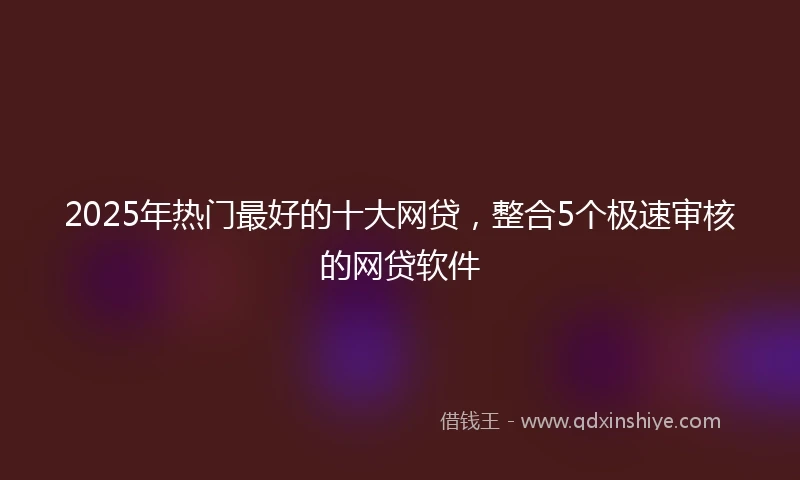 2025年热门最好的十大网贷，整合5个极速审核的网贷软件