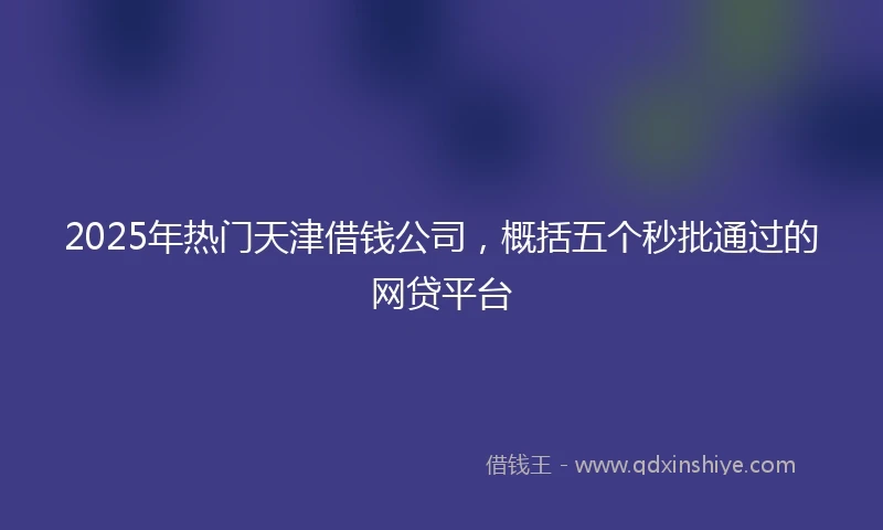 2025年热门天津借钱公司，概括五个秒批通过的网贷平台