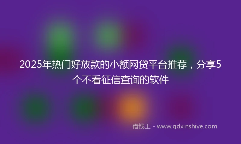 2025年热门好放款的小额网贷平台推荐，分享5个不看征信查询的软件