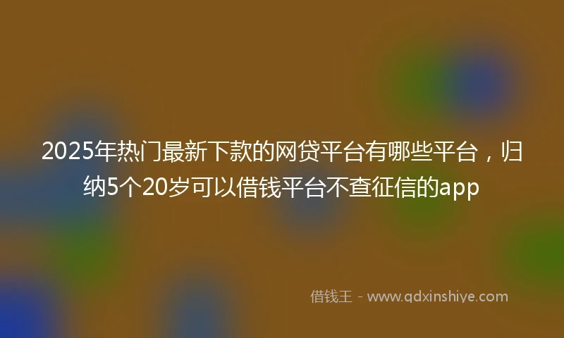 2025年热门最新下款的网贷平台有哪些平台，归纳5个20岁可以借钱平台不查征信的app