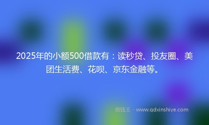 2025年的小额500借款有：读秒贷、投友圈、美团生活费、花呗、京东金融等。