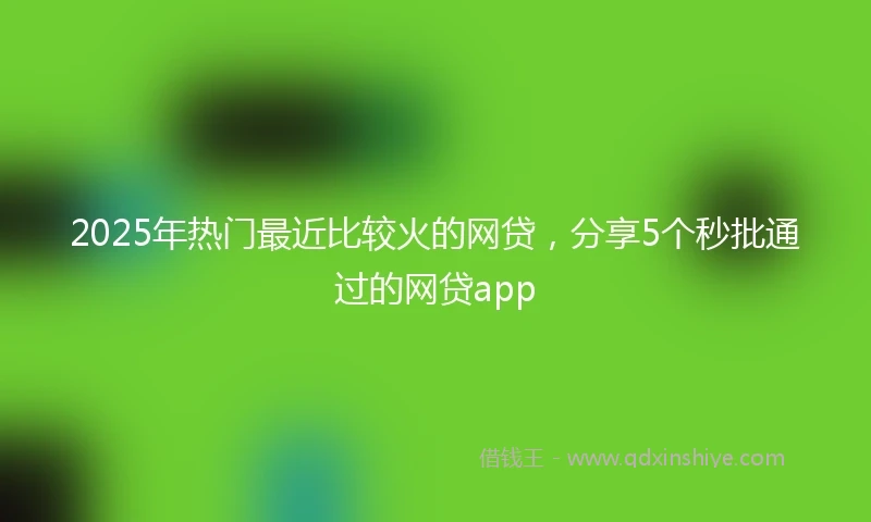 2025年热门最近比较火的网贷，分享5个秒批通过的网贷app