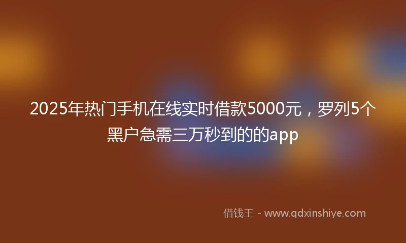 2025年热门手机在线实时借款5000元，罗列5个黑户急需三万秒到的的app