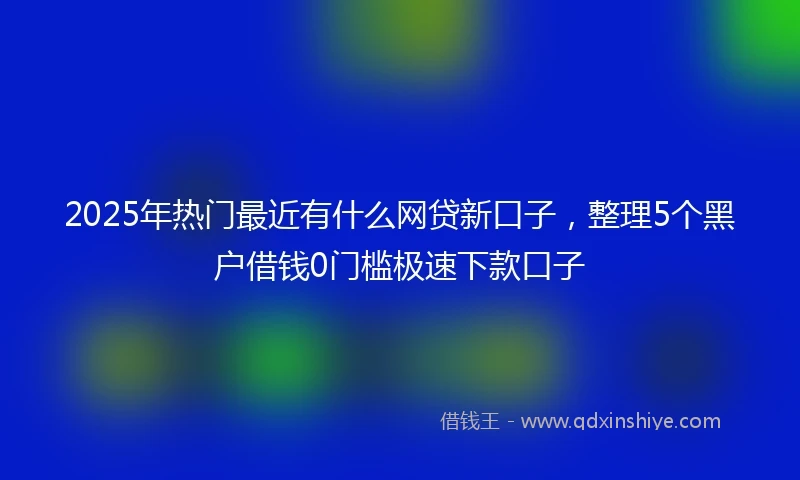 2025年热门最近有什么网贷新口子，整理5个黑户借钱0门槛极速下款口子