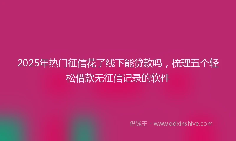 2025年热门征信花了线下能贷款吗，梳理五个轻松借款无征信记录的软件