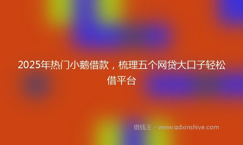 2025年热门小鹅借款，梳理五个网贷大口子轻松借平台