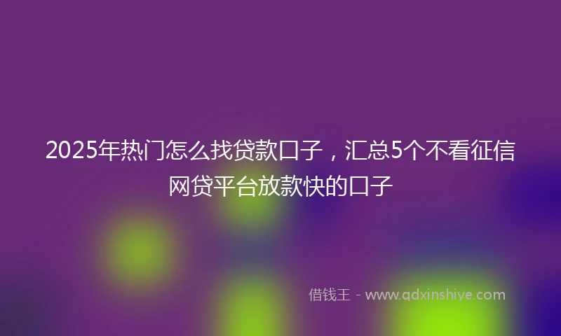 2025年热门怎么找贷款口子，汇总5个不看征信网贷平台放款快的口子