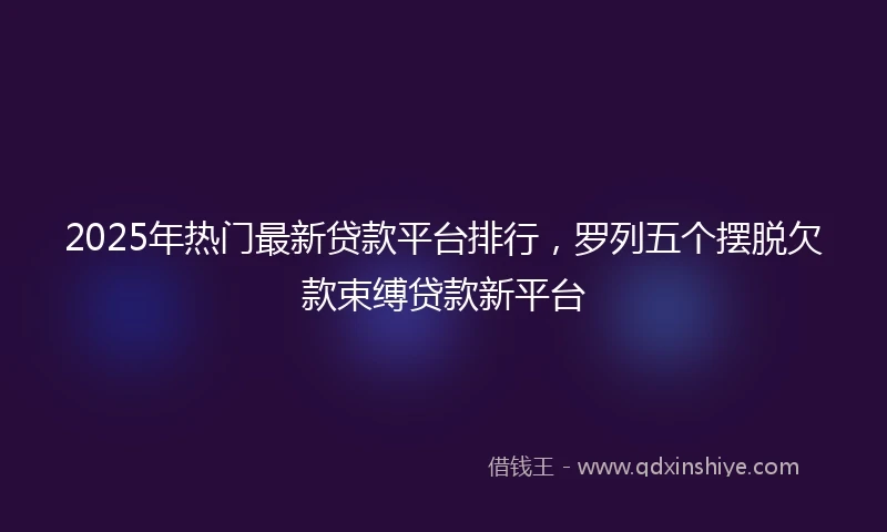 2025年热门最新贷款平台排行，罗列五个摆脱欠款束缚贷款新平台