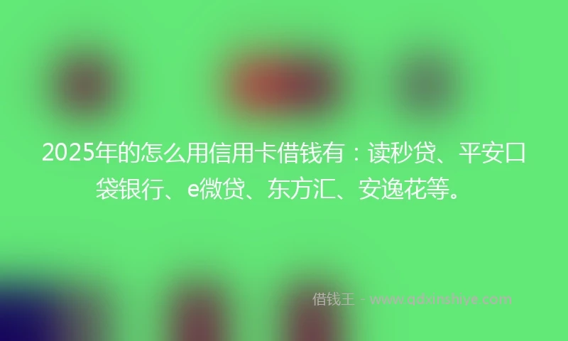 2025年的怎么用信用卡借钱有：读秒贷、平安口袋银行、e微贷、东方汇、安逸花等。