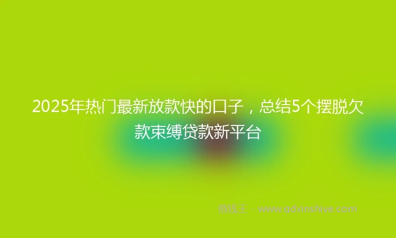 2025年热门最新放款快的口子，总结5个摆脱欠款束缚贷款新平台