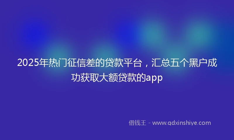 2025年热门征信差的贷款平台，汇总五个黑户成功获取大额贷款的app