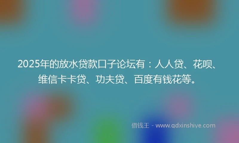 2025年的放水贷款口子论坛有：人人贷、花呗、维信卡卡贷、功夫贷、百度有钱花等。