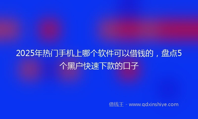 2025年热门手机上哪个软件可以借钱的，盘点5个黑户快速下款的口子