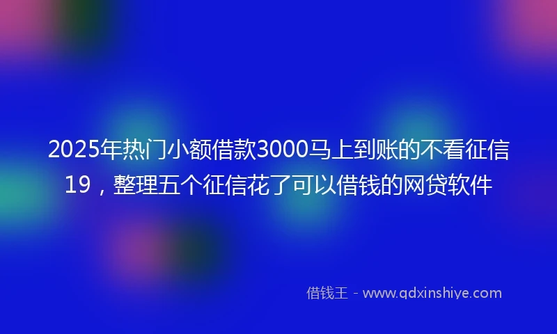 2025年热门小额借款3000马上到账的不看征信19，整理五个征信花了可以借钱的网贷软件