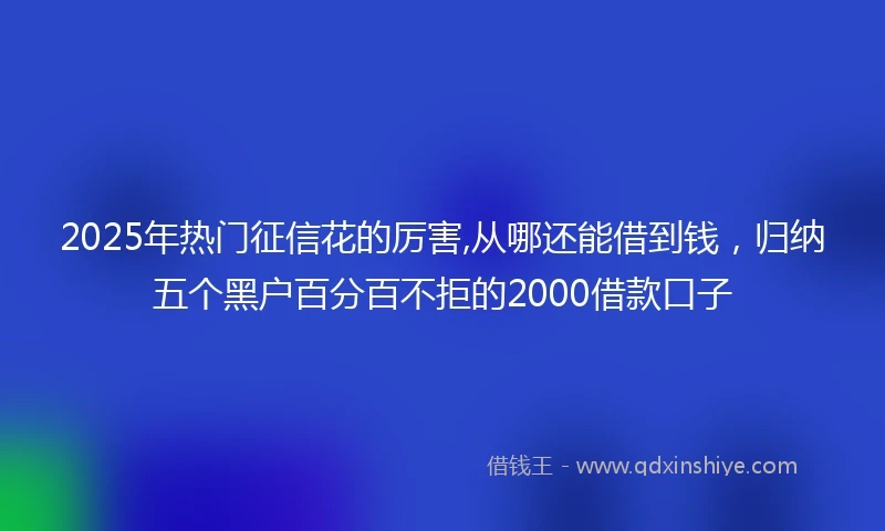 2025年热门征信花的厉害,从哪还能借到钱，归纳五个黑户百分百不拒的2000借款口子