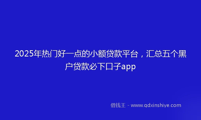 2025年热门好一点的小额贷款平台，汇总五个黑户贷款必下口子app