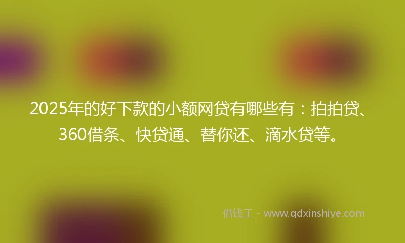 2025年的好下款的小额网贷有哪些有：拍拍贷、360借条、快贷通、替你还、滴水贷等。