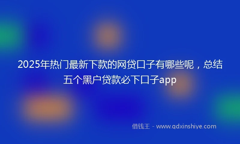 2025年热门最新下款的网贷口子有哪些呢，总结五个黑户贷款必下口子app