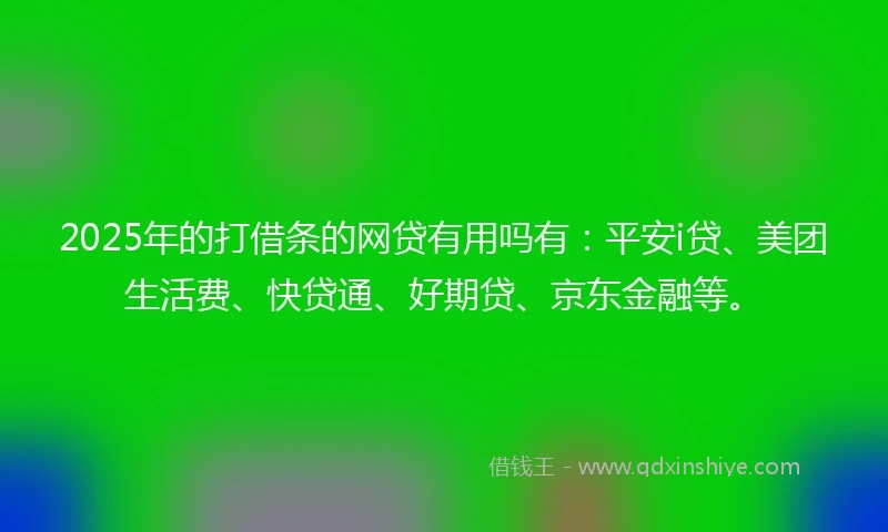 2025年的打借条的网贷有用吗有：平安i贷、美团生活费、快贷通、好期贷、京东金融等。