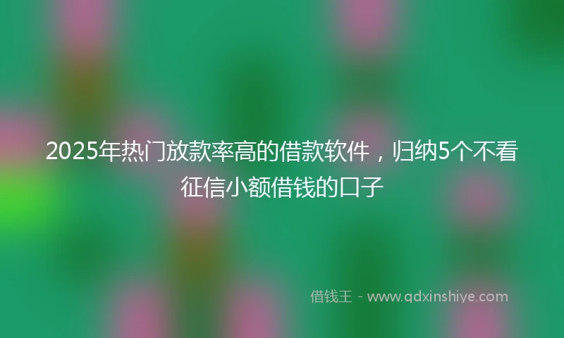 2025年热门放款率高的借款软件，归纳5个不看征信小额借钱的口子