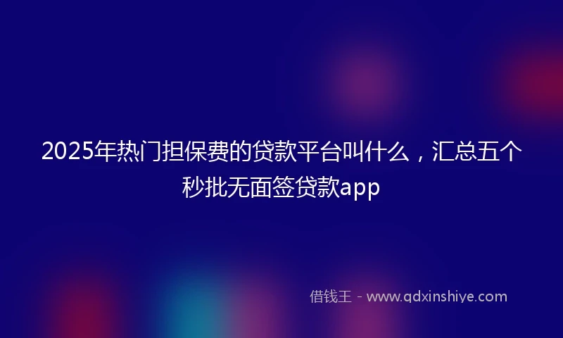 2025年热门担保费的贷款平台叫什么，汇总五个秒批无面签贷款app