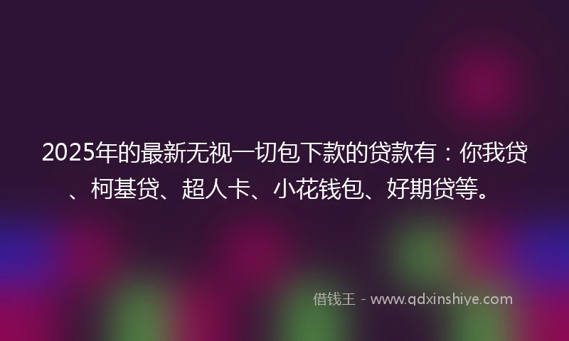 2025年的最新无视一切包下款的贷款有：你我贷、柯基贷、超人卡、小花钱包、好期贷等。