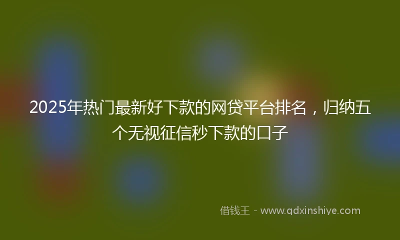 2025年热门最新好下款的网贷平台排名，归纳五个无视征信秒下款的口子