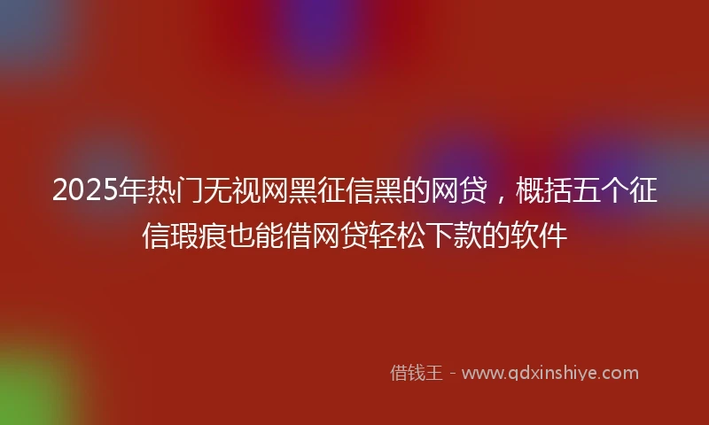 2025年热门无视网黑征信黑的网贷，概括五个征信瑕疵也能借网贷轻松下款的软件