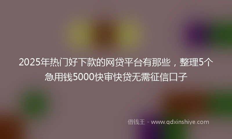 2025年热门好下款的网贷平台有那些，整理5个急用钱5000快审快贷无需征信口子