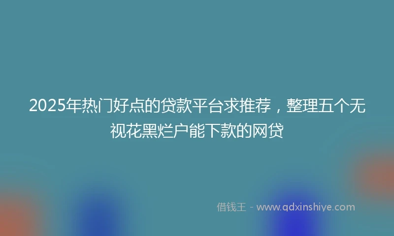 2025年热门好点的贷款平台求推荐，整理五个无视花黑烂户能下款的网贷