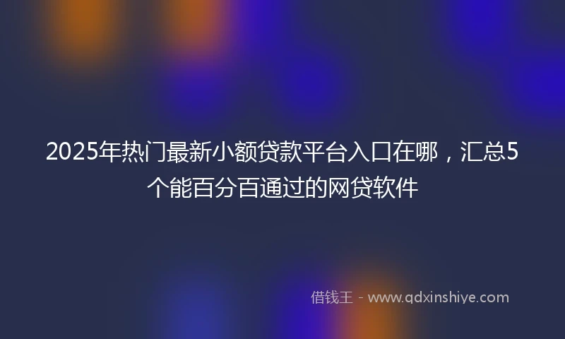 2025年热门最新小额贷款平台入口在哪，汇总5个能百分百通过的网贷软件