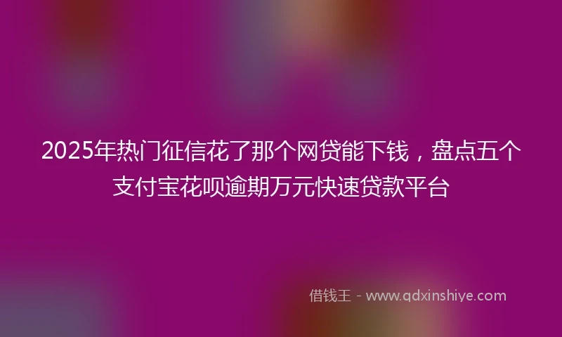 2025年热门征信花了那个网贷能下钱,盘点五个支付宝花呗逾期万元快速贷款平台