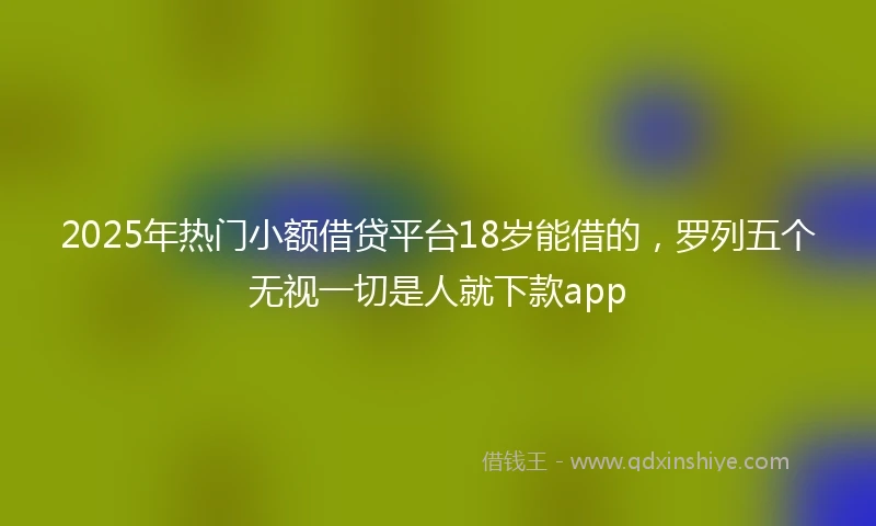 2025年热门小额借贷平台18岁能借的，罗列五个无视一切是人就下款app