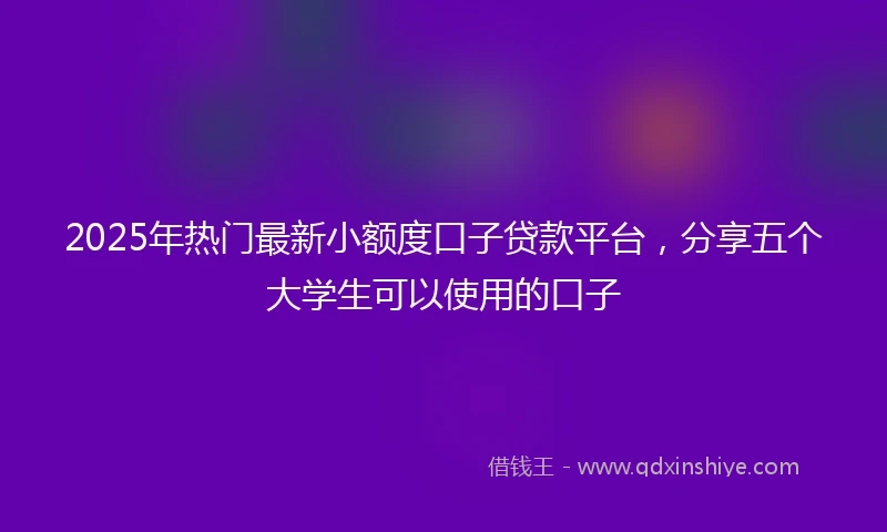 2025年热门最新小额度口子贷款平台，分享五个大学生可以使用的口子