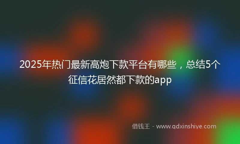 2025年热门最新高炮下款平台有哪些，总结5个征信花居然都下款的app