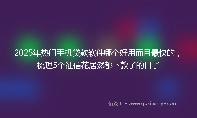 2025年热门手机贷款软件哪个好用而且最快的，梳理5个征信花居然都下款了的口子