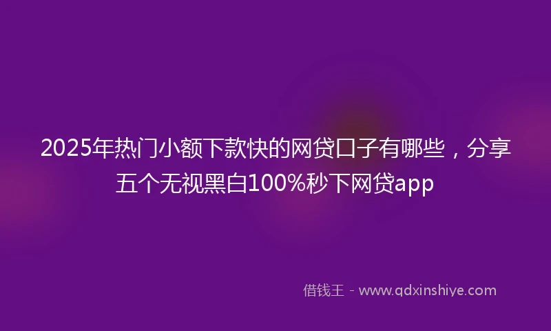 2025年热门小额下款快的网贷口子有哪些，分享五个无视黑白100%秒下网贷app