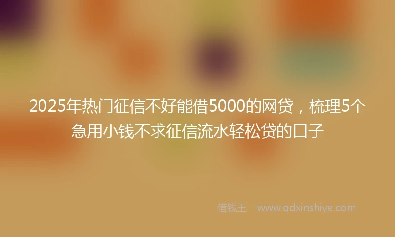 2025年热门征信不好能借5000的网贷，梳理5个急用小钱不求征信流水轻松贷的口子