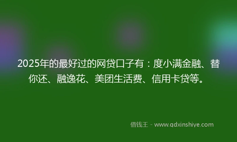 2025年的最好过的网贷口子有：度小满金融、替你还、融逸花、美团生活费、信用卡贷等。