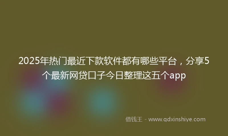 2025年热门最近下款软件都有哪些平台，分享5个最新网贷口子今日整理这五个app