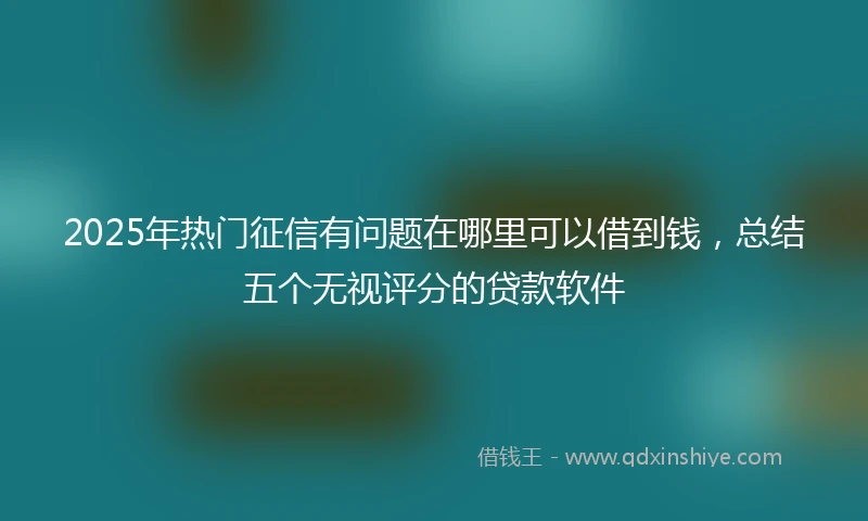 2025年热门征信有问题在哪里可以借到钱，总结五个无视评分的贷款软件