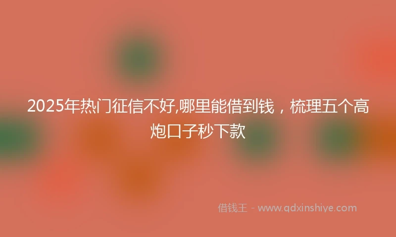 2025年热门征信不好,哪里能借到钱，梳理五个高炮口子秒下款